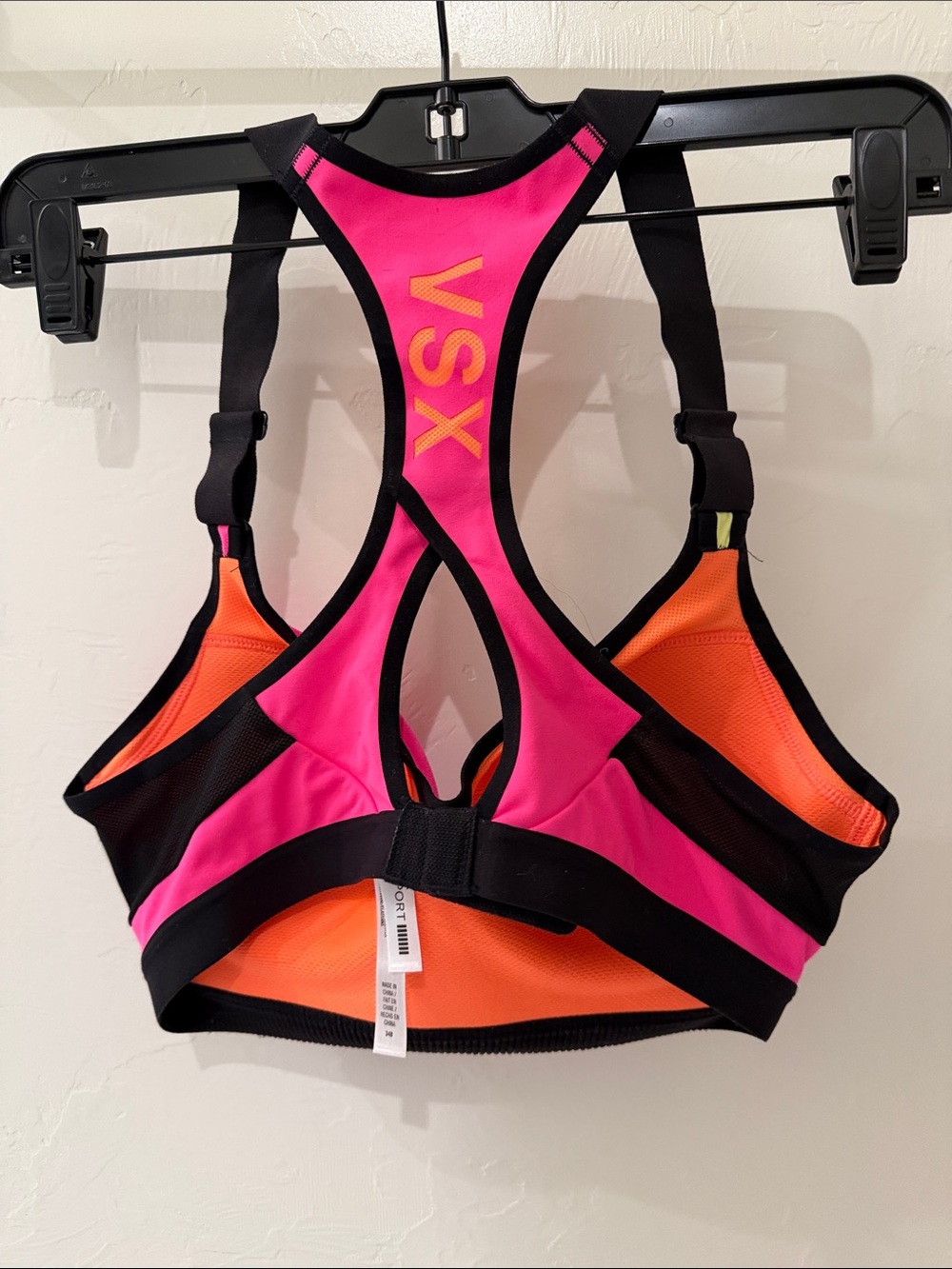 VSX Neon Pink & Lime Sports Bra with Orange Racerback - Picture 2 of 4